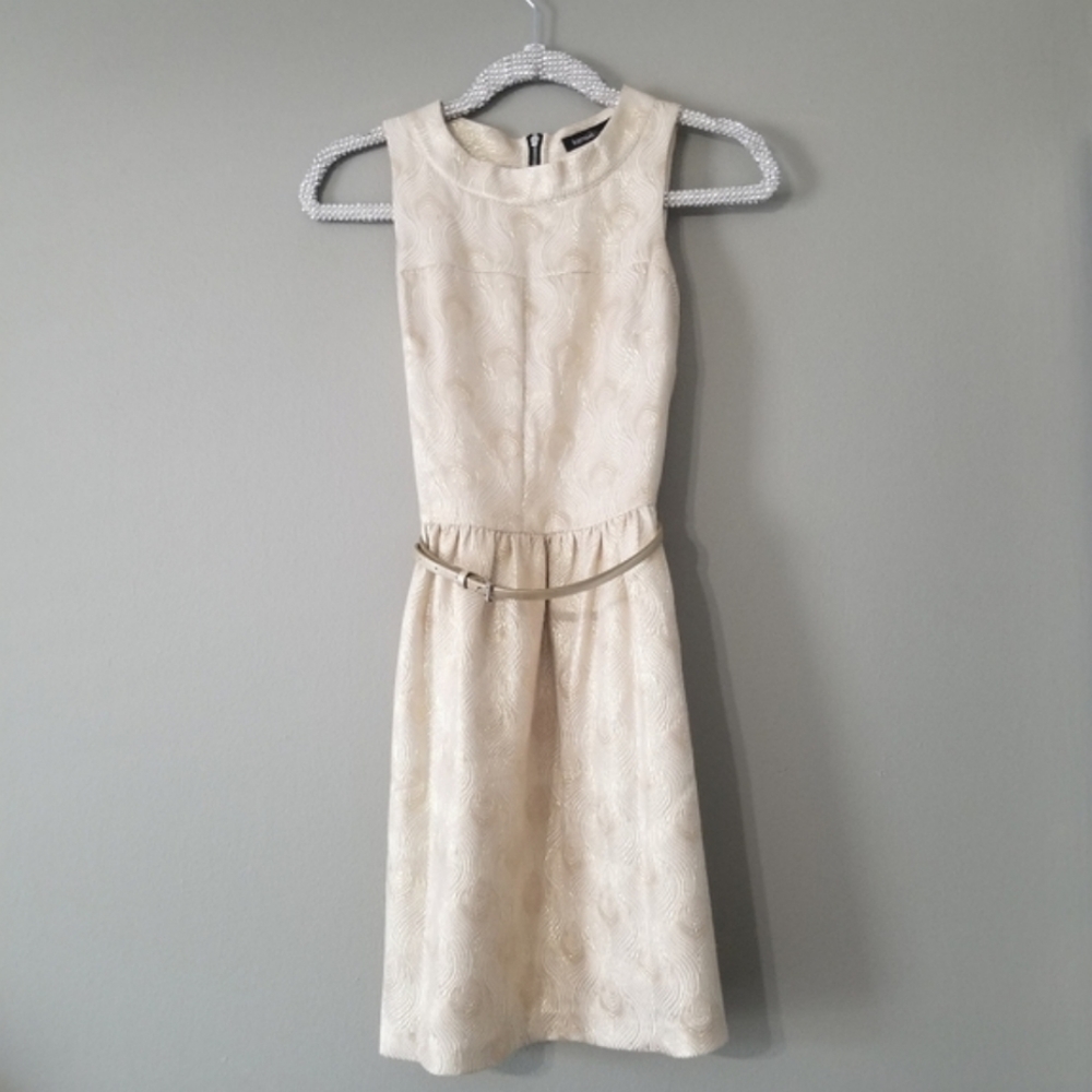 Kensie Gold Metallic Fit and Flare Dress 2